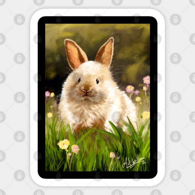 Bunny In Meadow Sticker by Artbythree